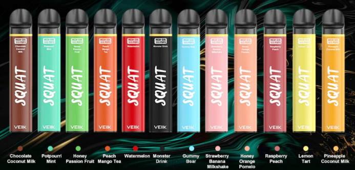 VEIIK E Liquid - VEIIK Squat Mesh Stylo vape jetable 1800 bouffées, 10 pièces plusieurs saveurs 8H8654