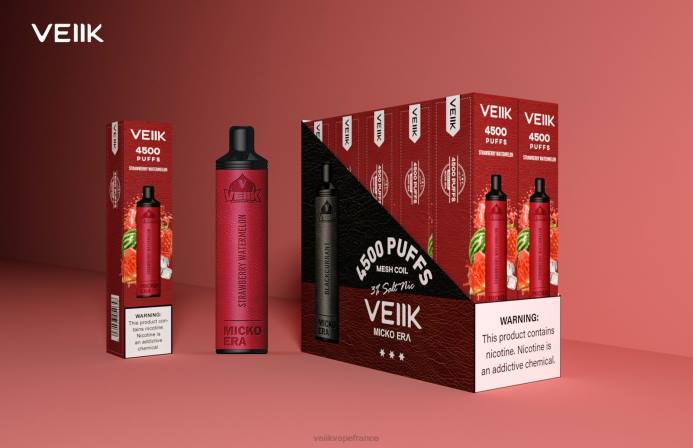 VEIIK Vape France - VEIIK Micko Era 4500 bouffées jetables 30 mg pastèque fraise 8H861