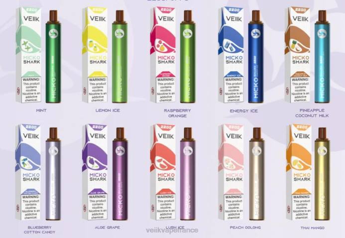 VEIIK Vape Marseille - VEIIK Micko Shark Stylo vape jetable 2200 bouffées, 10 pièces plusieurs saveurs 8H8653