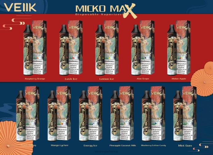 VEIIK Vape Price - VEIIK Micko MAX vape jetable 1500 bouffées gomme à la menthe 8H8650